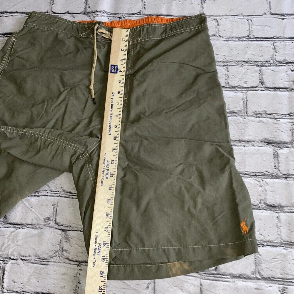 Polo Ralph Lauren Swim Trunks Green Nylon Drawstring Mens Size Large